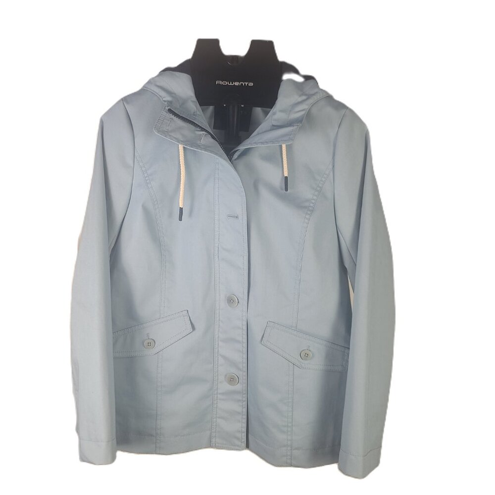 Talbots Hooded Light Blue Rain Jacket/Coat Women's XS - Picture 3 of 16